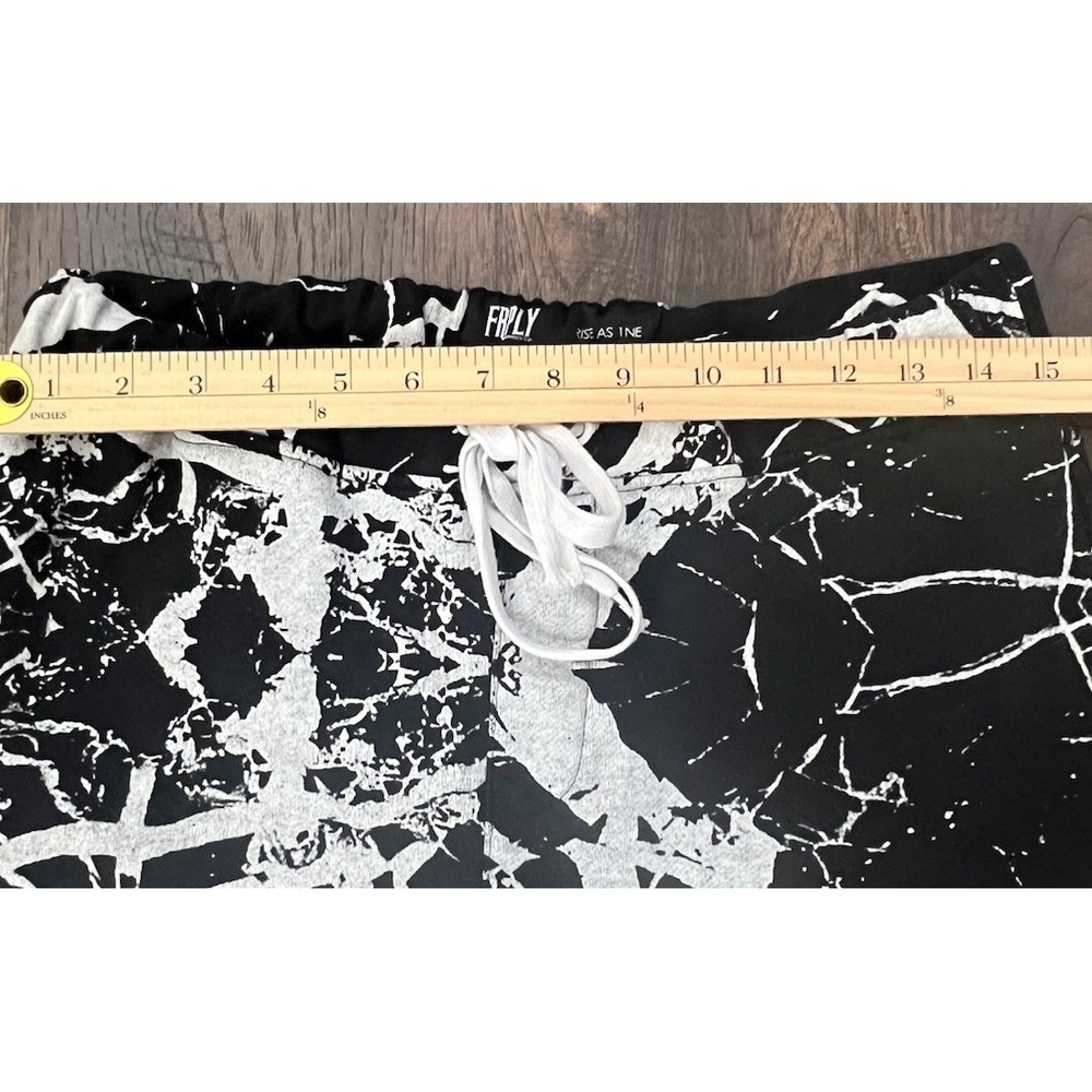 FRPLY Black Gray L Graphic All Over Print pants joggers Streetwear Skater Y2K - Picture 7 of 10